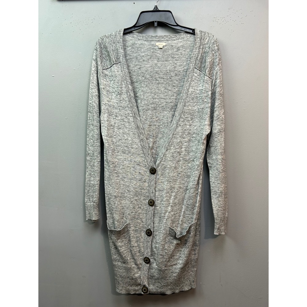 Aerie‎ Cardigan Womens Large Gray Longline V-Neck Button Front Cotton Neutral